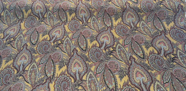 Paisley Nash Autumn Harvest 47J5951 Jacquard Upholstery Fabric - Mustard, Red, Teal, Blue, Black Paisley Damask Pattern, 56" Width (By The Yard)