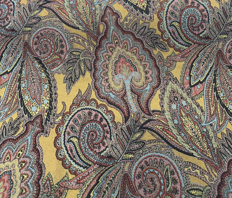 Paisley Nash Autumn Harvest 47J5951 Jacquard Upholstery Fabric - Mustard, Red, Teal, Blue, Black Paisley Damask Pattern, 56" Width (By The Yard)