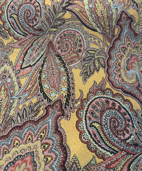 Paisley Nash Autumn Harvest 47J5951 Jacquard Upholstery Fabric - Mustard, Red, Teal, Blue, Black Paisley Damask Pattern, 56" Width (By The Yard)