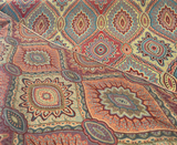 Vintage Medallion Cayenne Jacquard Fabric - Red, Teal, Gold, Green Medallion Pattern, 56" Width (By The Yard)
