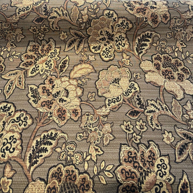 Swavelle Chenille Fabric - Brown Black Floral, 56" Width (By The Yard)