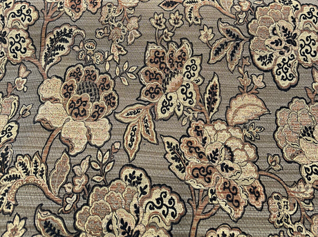 Swavelle Chenille Fabric - Brown Black Floral, 56" Width (By The Yard)
