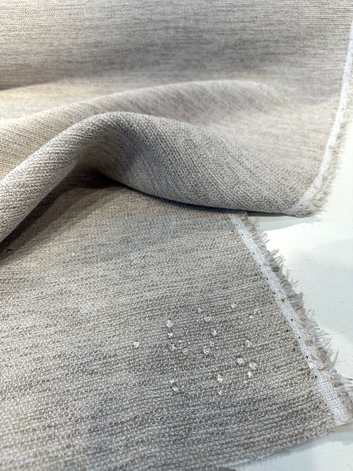 Sunbrella Boucle Twirl Acrylic Fabric - Sand Beige, Textured Finish, 54" Width (1 Yard)