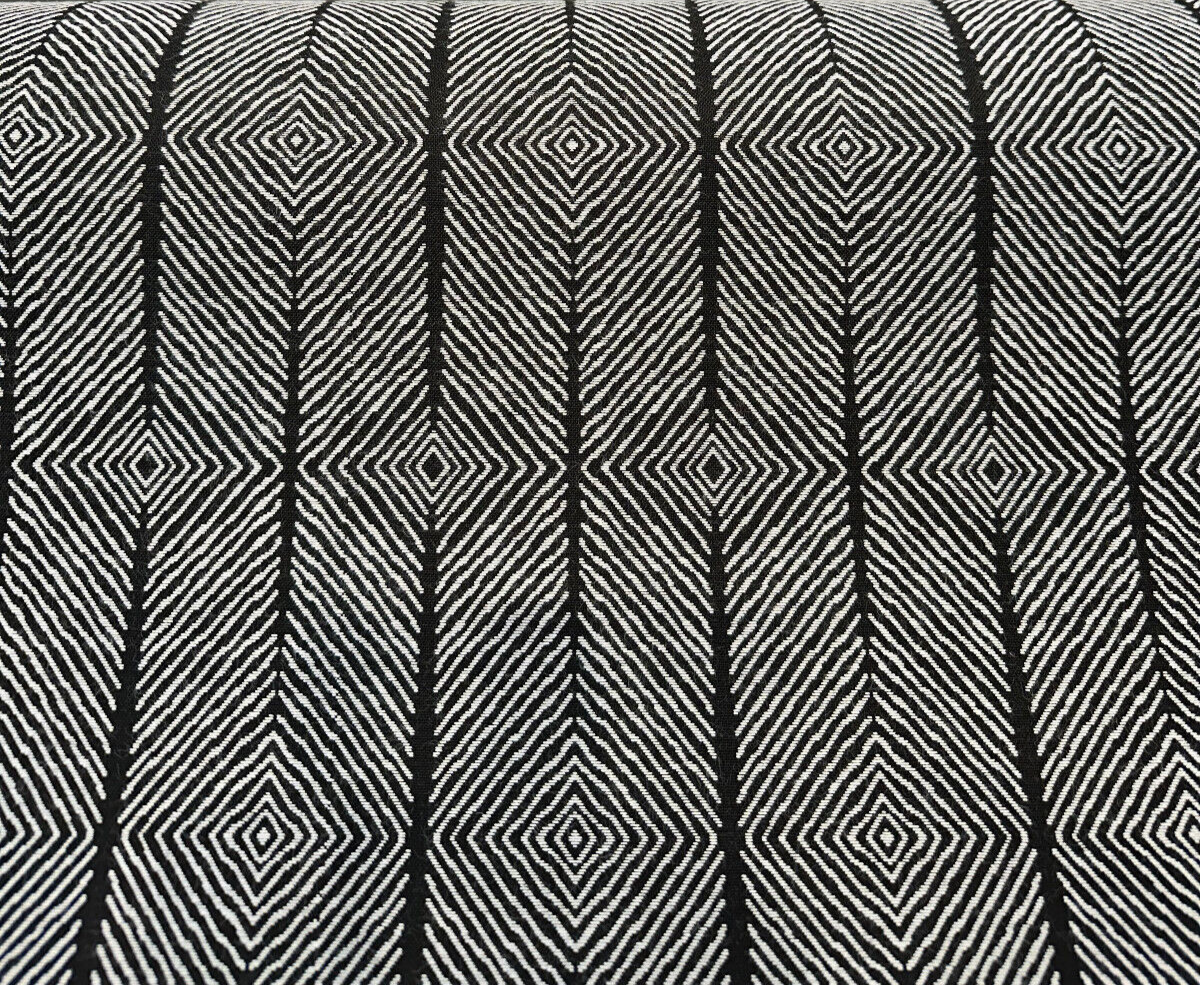Sunbrella Inverse Classic Black White Upholstery Outdoor Fabric - Black White Geometric Pattern, By The Yard (1 Yard)