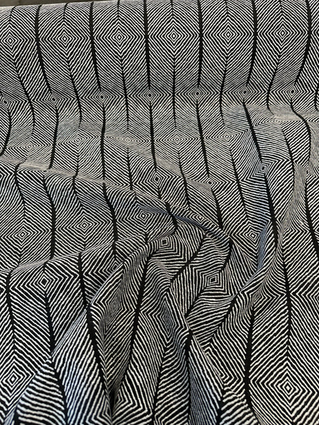 Sunbrella Inverse Classic Black White Upholstery Outdoor Fabric - Black White Geometric Pattern, By The Yard (1 Yard)