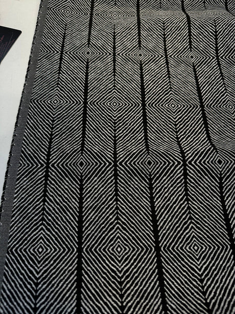 Sunbrella Inverse Classic Black White Upholstery Outdoor Fabric - Black White Geometric Pattern, By The Yard (1 Yard)