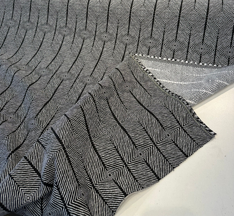 Sunbrella Inverse Classic Black White Upholstery Outdoor Fabric - Black White Geometric Pattern, By The Yard (1 Yard)
