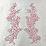 Beaded Corded Floral Lace Applique 100% Polyester Net Mesh