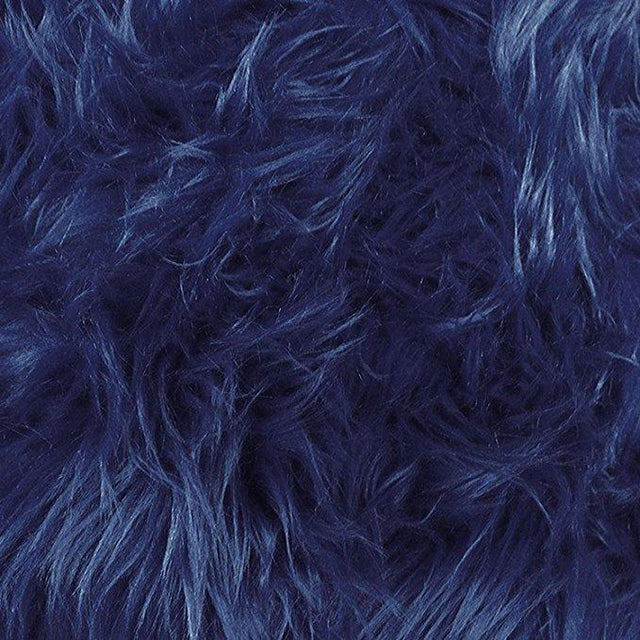 Navy Blue Faux Fake Fur Solid Shaggy Long Pile Fabric,
