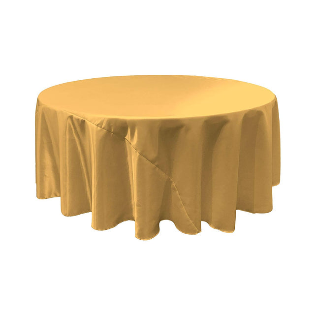 Gold Bridal Satin Round Tablecloth 120″