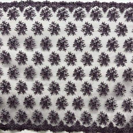 Beaded 3D Floral Lace Fabric