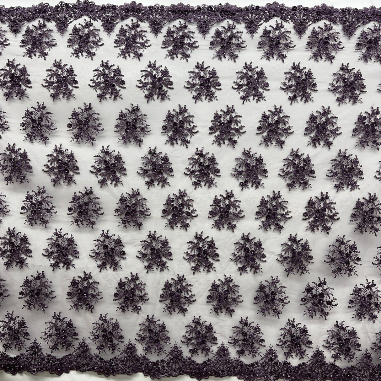 Beaded 3D Floral Lace Fabric 50" Wide
