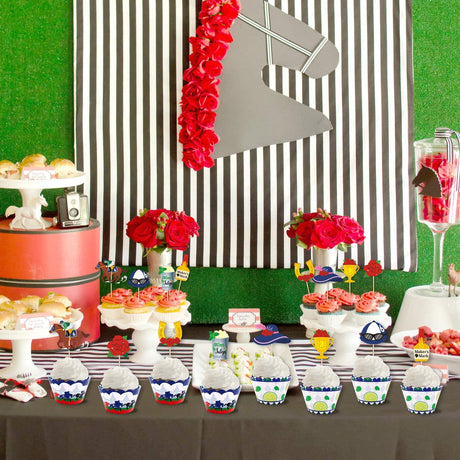 Kentucky Derby horse race-themed food & cupcake 24 piece topper picks set