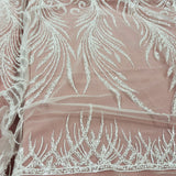Beaded Lace Fabric on Polyester Net Mesh