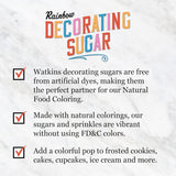 Watkins Rainbow Sanding Decorating Sugar, Non-GMO, Kosher, 4.6 Ounce Jar Dye Free