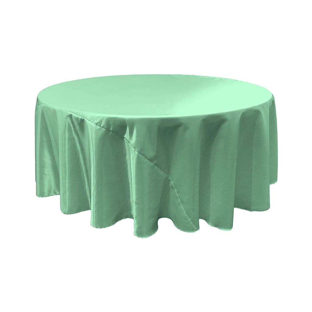 Mint Bridal Satin Round Tablecloth 90″