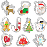 10 PCS Christmas Cookie Cutters – Metal Holiday Shapes for Cookies, Fondant & Pastries