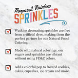 Watkins Rainbow Nonpareils Decorating Sugar, Non-GMO, Kosher, 4.2 Ounce Jar Dye Free