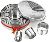 12 PCS Round Cookie Cutters – Commercial Grade Stainless Steel Dough & Biscuit Cutters