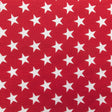 White Stars on Red Poly Cotton Fabric,