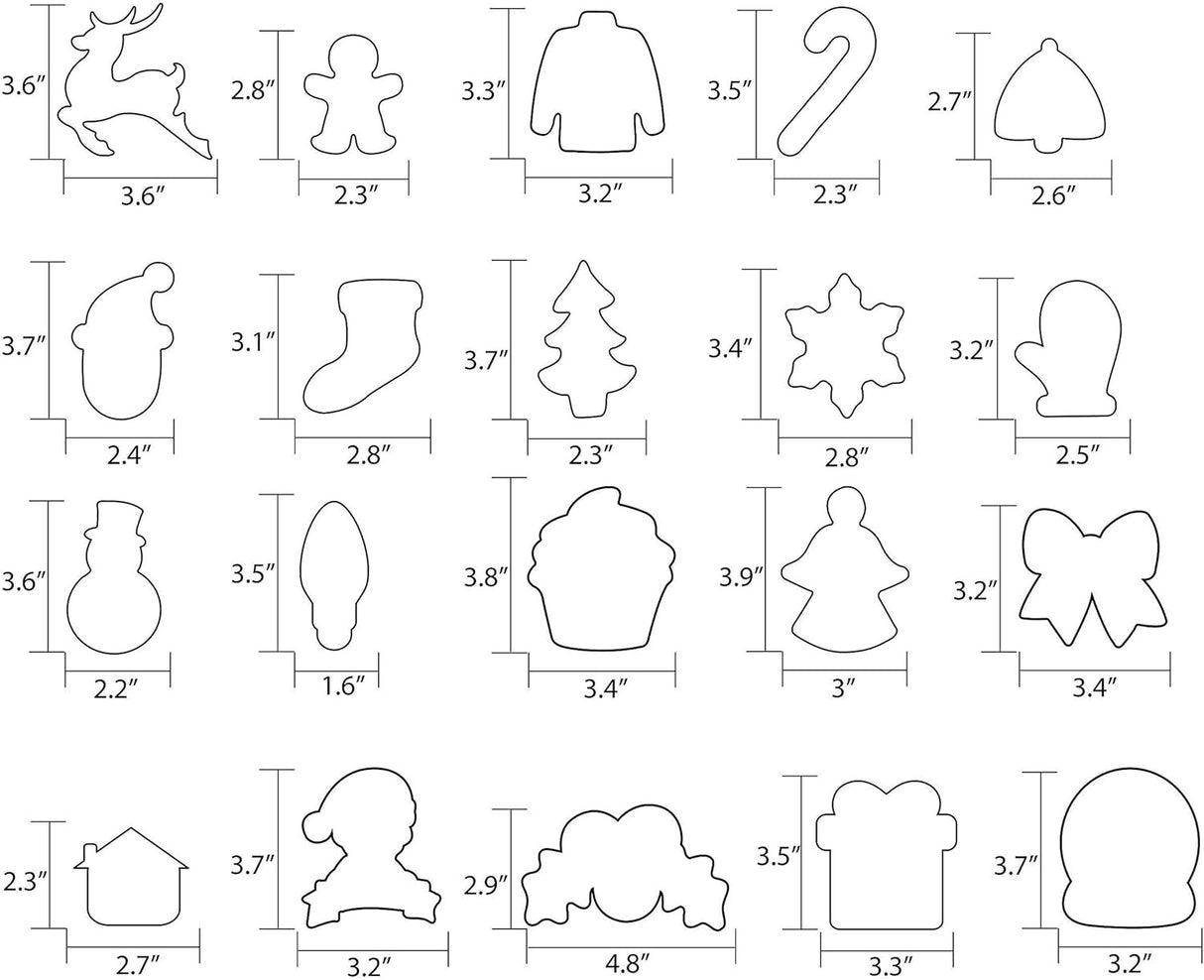 20 Pieces Christmas Cookie Cutters – Glove Gingerbread Angel Candy Cane & More