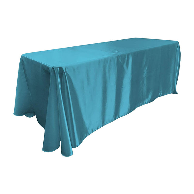 Turquoise Bridal Satin Rectangular Tablecloth 90 x 156″