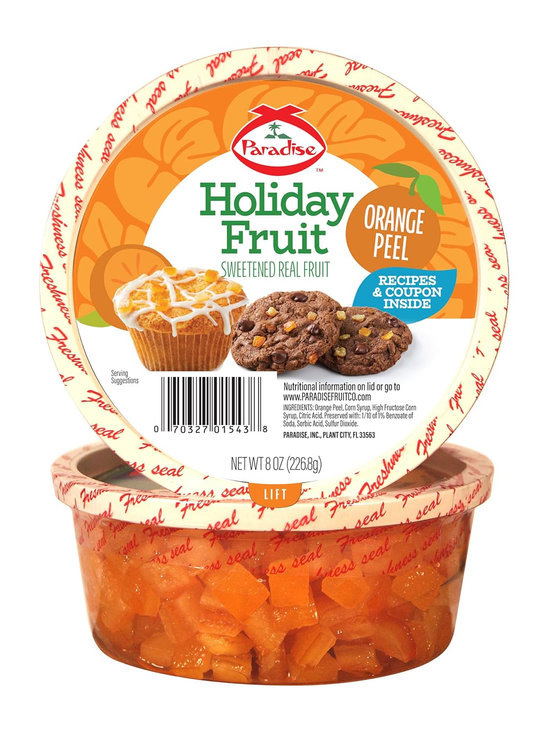 Paradise Diced Candied Orange Peel – 8 oz.