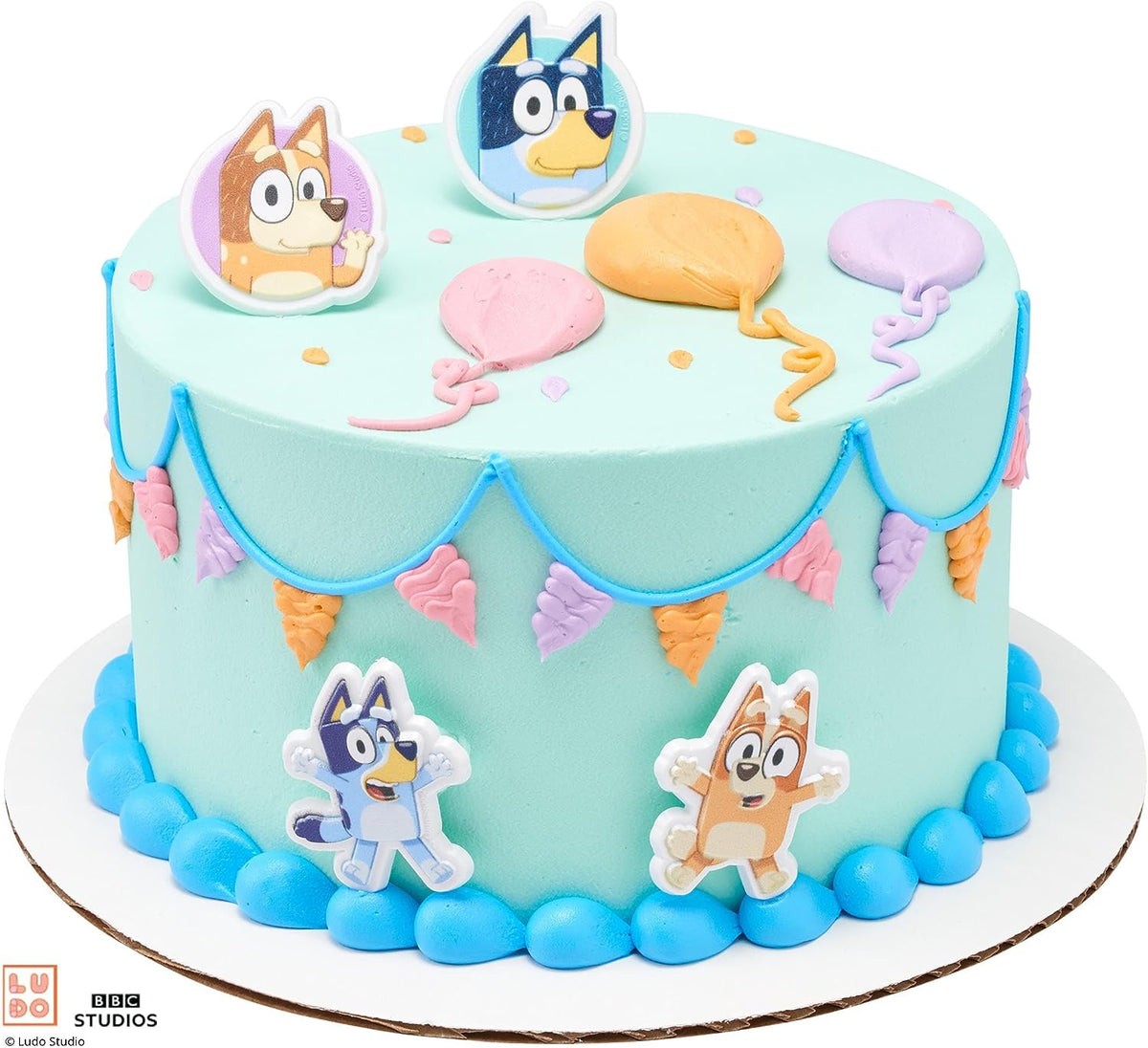 Bluey So Much Fun Rings, 72 Cupcake Decorations Featuring Bluey, Bingo, Bandit, and Chilli, 3D Food Safe Cake Toppers – 72 Pack