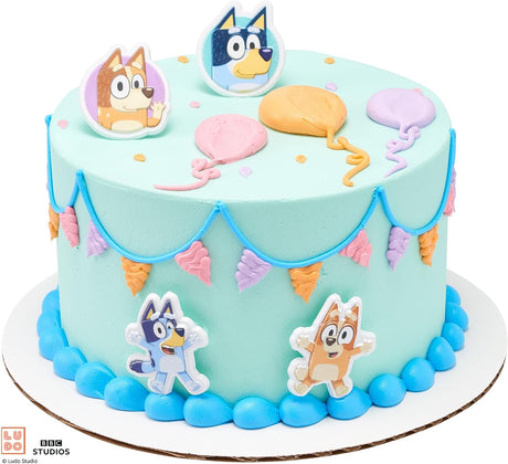 Bluey So Much Fun Rings, 72 Cupcake Decorations Featuring Bluey, Bingo, Bandit, and Chilli, 3D Food Safe Cake Toppers – 72 Pack