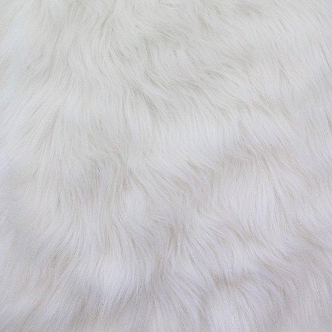 White Faux Fake Fur Solid Shaggy Long Pile Fabric,