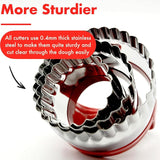 3Pcs Biscuit Cutter Set, Fluted Round Cookie Cutters With Handle, Unique Design Baking Tool with Protective Red Top Rubber