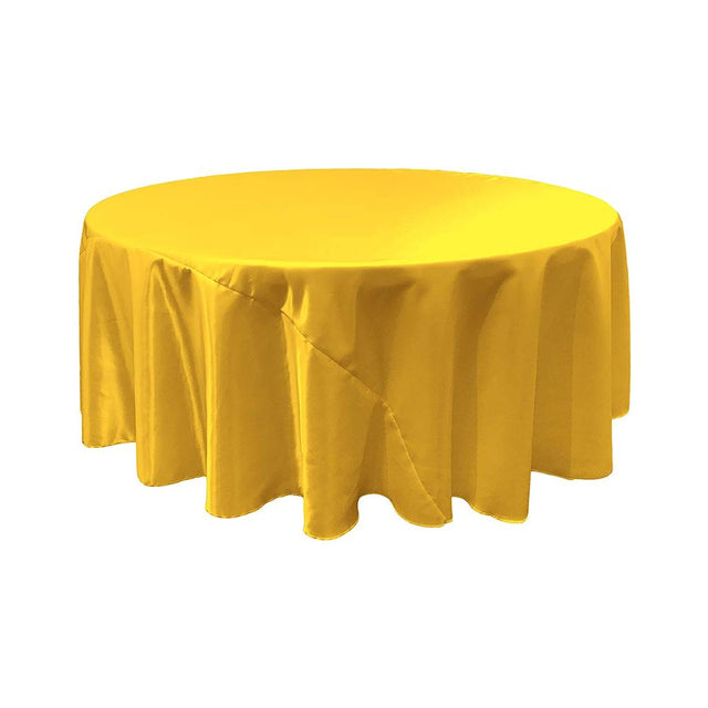 Yellow Bridal Satin Round Tablecloth 90″