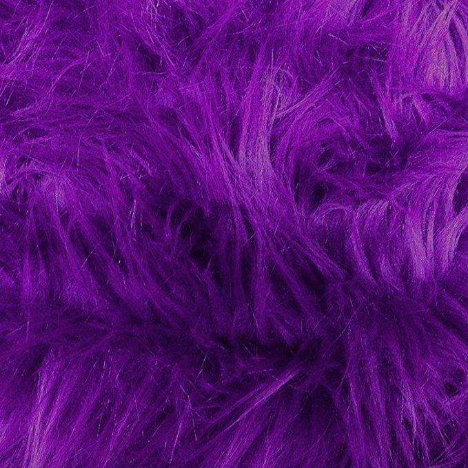 Purple Faux Fake Fur Solid Shaggy Long Pile Fabric,
