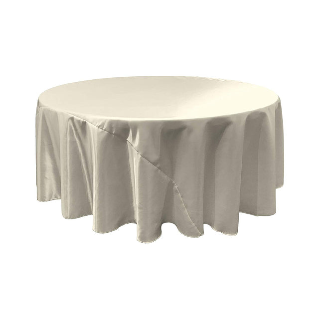 White Bridal Satin Round Tablecloth 120″