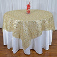 Champagne Chemical Lace Square Overlay Tablecloth 60″ x 60″