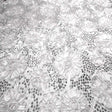 White Sequined Rosette Satin Fabric,