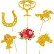 Kentucky Derby horse race-themed food & cupcake 12 piece Gold topper picks set
