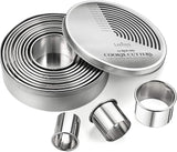 12 PCS Round Cookie Cutters – Commercial Grade Stainless Steel Dough & Biscuit Cutters