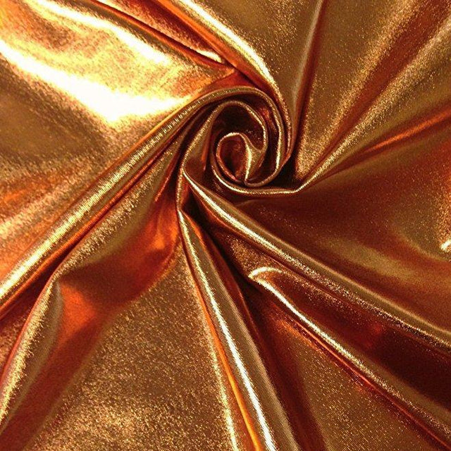 Copper Spandex Lame Foil Stretch Metallic Fabric, Default Title