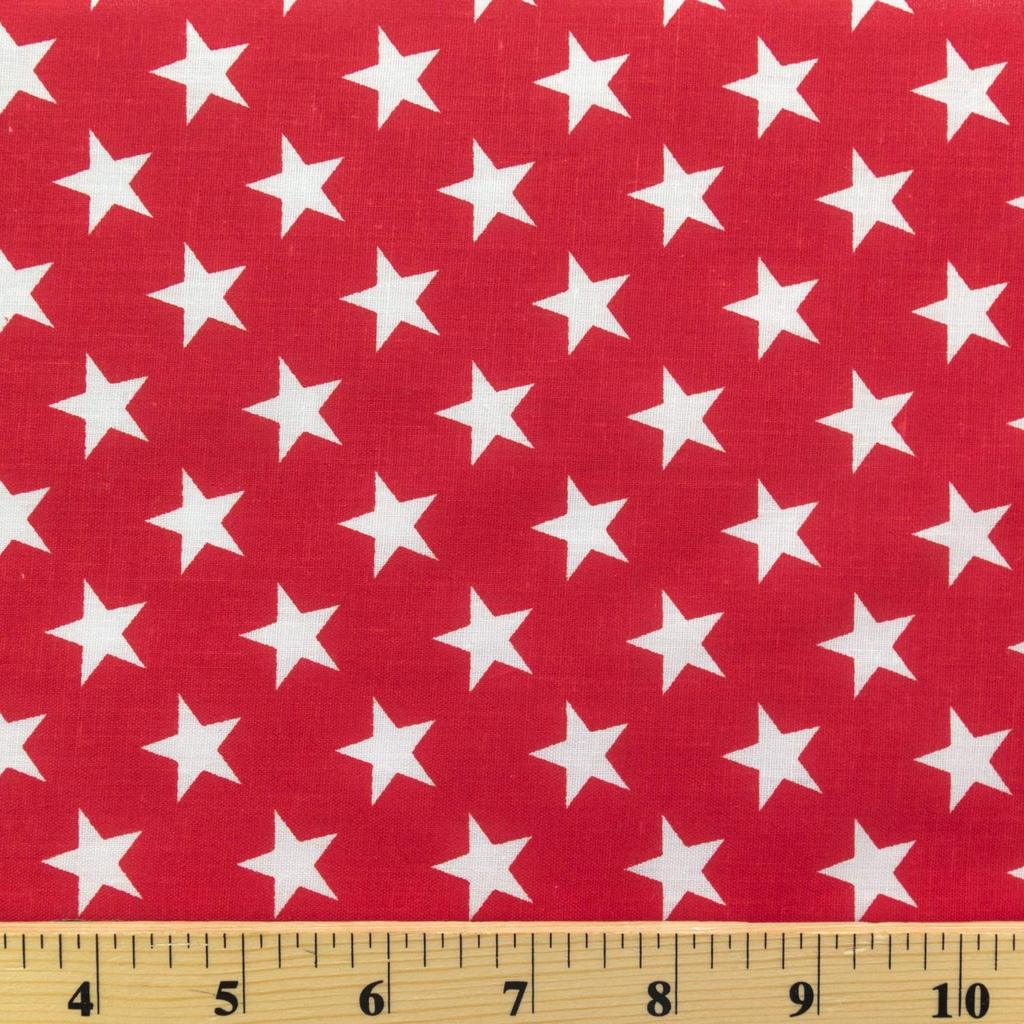 Patriotic Star Print Poly Cotton Fabric - Navy, Red, Blue Star Print, 59" Width (1 Yard)