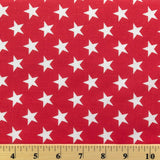 Patriotic Star Print Poly Cotton Fabric - Navy, Red, Blue Star Print, 59" Width (1 Yard)