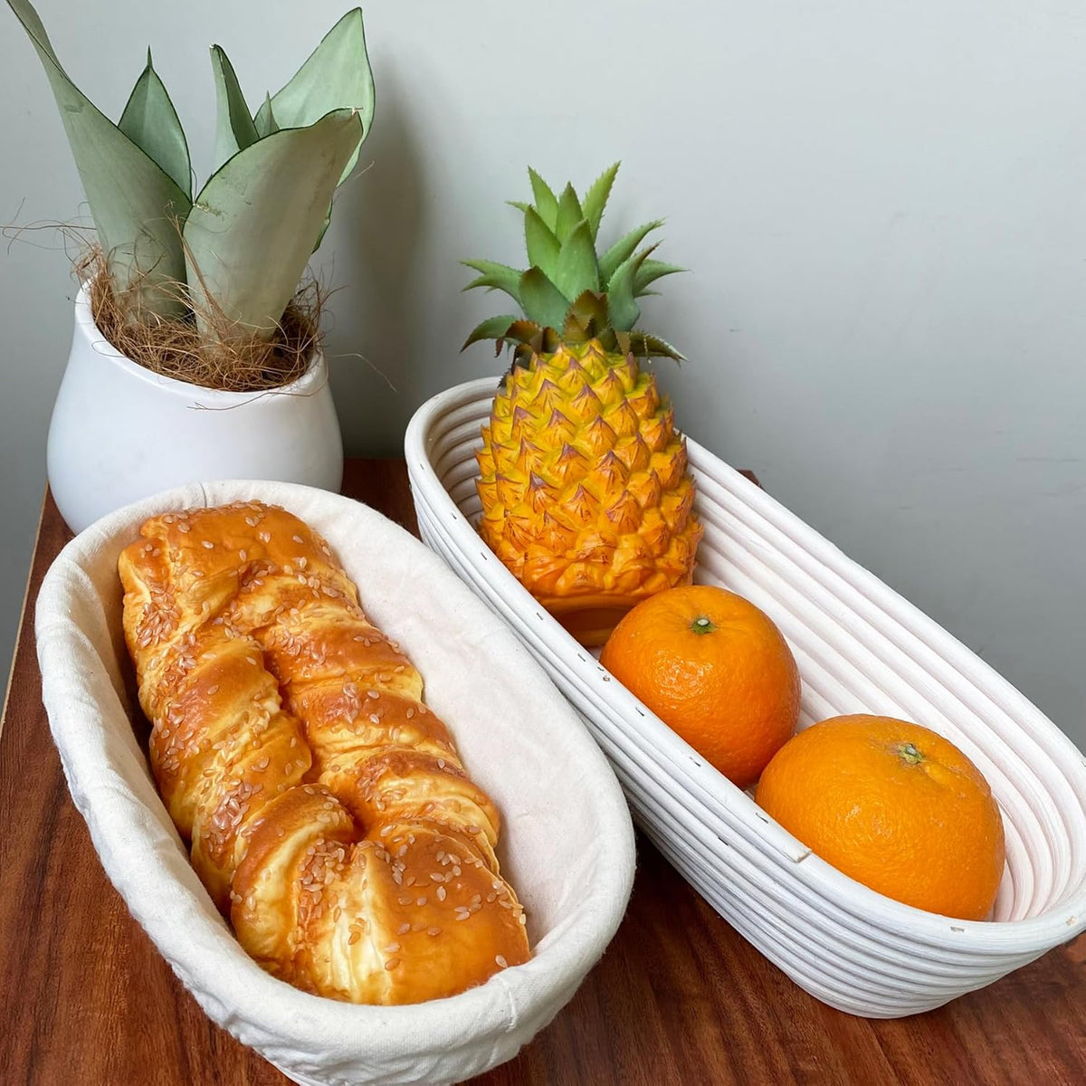 Bread Proofing Basket 14 inch Oval Shaped Dough Proofing Bowl w/Liners Perfect for Professional & Home Sourdough Bread Baking