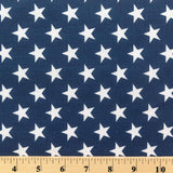 Patriotic Star Print Poly Cotton Fabric - Navy, Red, Blue Star Print, 59" Width (1 Yard)