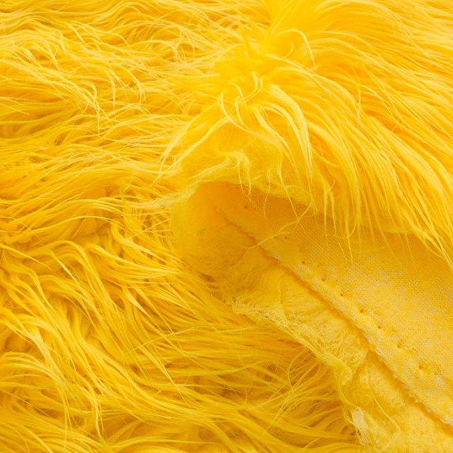 Yellow Faux Fake Mongolian Animal Fur Fabric Long Pile,