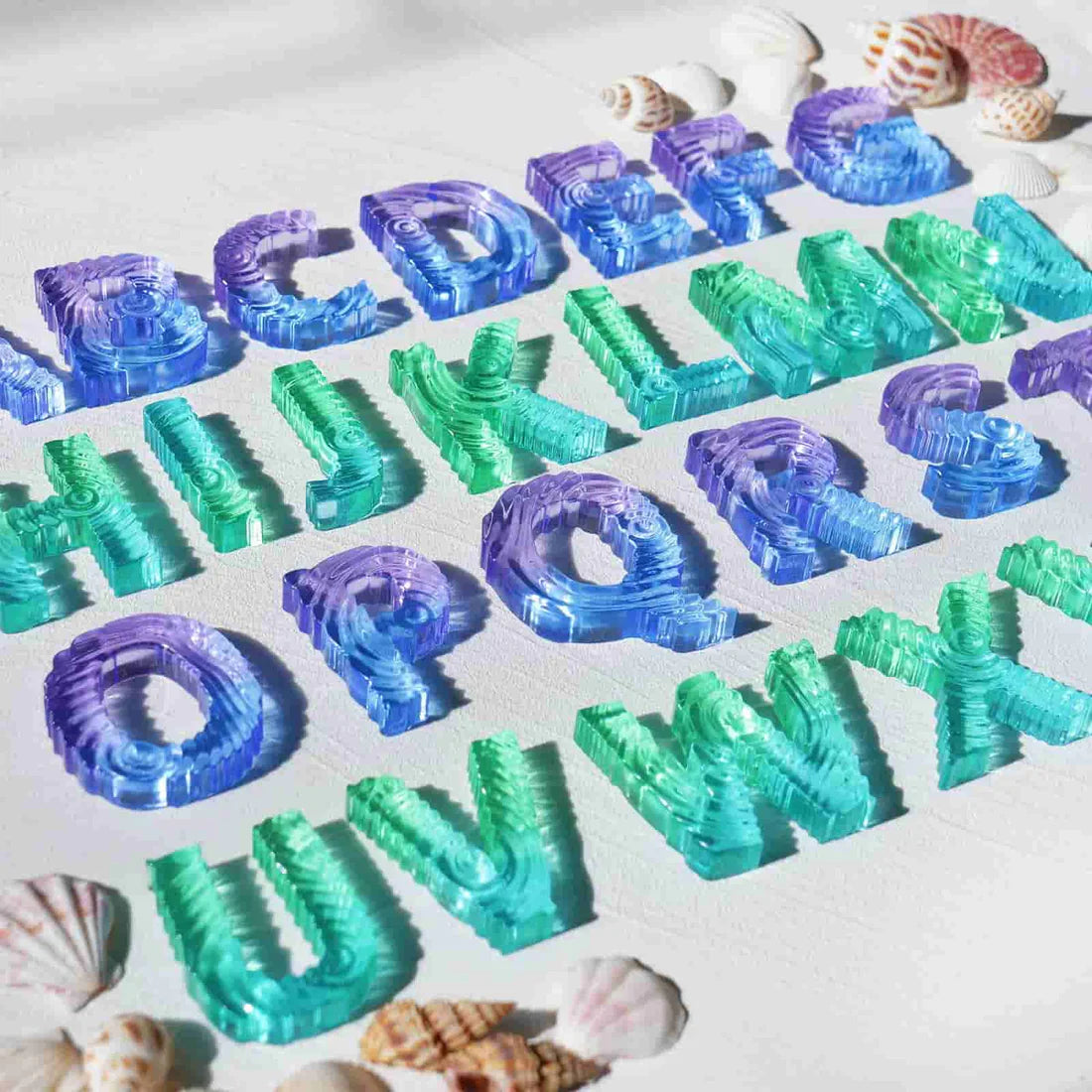 Resin Silicone Mold - Alphabet Ocean Wave Texture