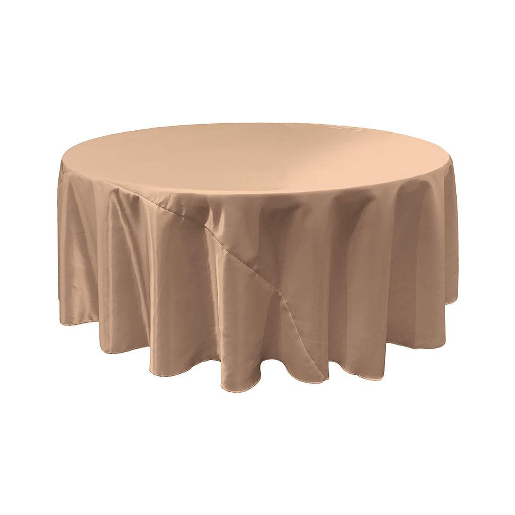 Taupe Bridal Satin Round Tablecloth 108″