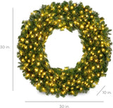 Best Choice Products 30in Large Artificial Pre-Lit Fir Christmas Wreath Holiday Accent Decoration w/ 100 LED Lights, 220 PVC Tips