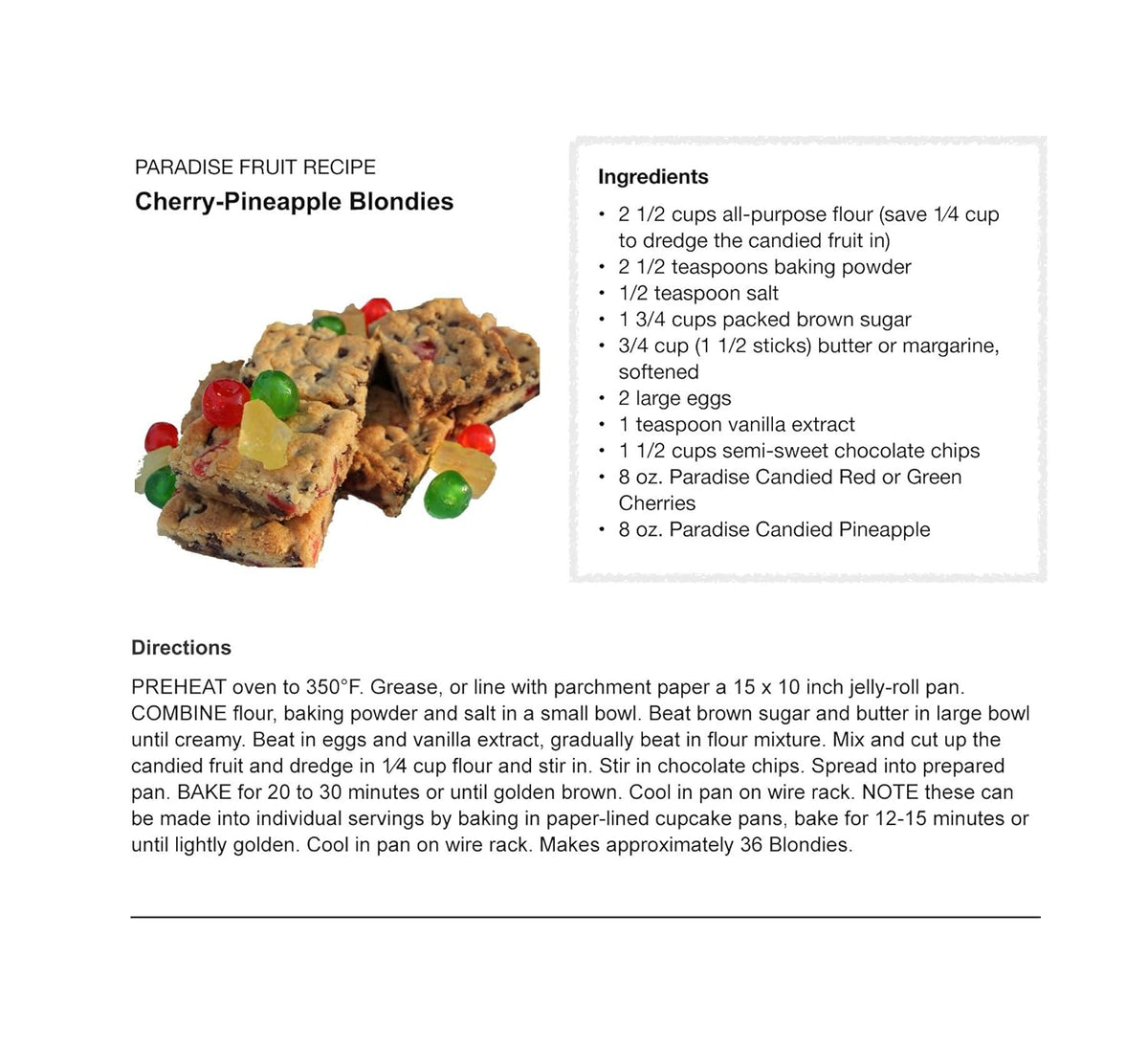 Paradise Green Cherries candied fruit fruitcakes 8oz