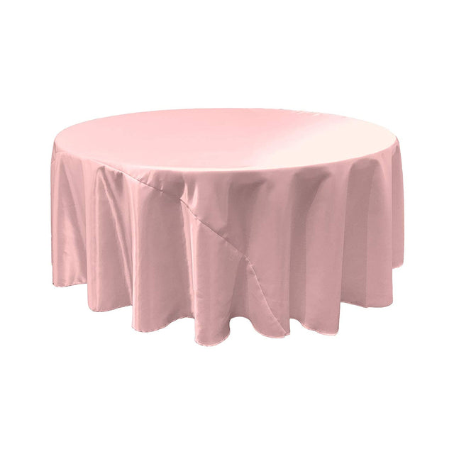 Light Pink Bridal Satin Round Tablecloth 120″