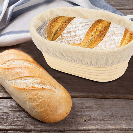 Bread Proofing Basket 8 inch Oval Shaped Dough Proofing Bowl w/Liners Perfect for Professional & Home Sourdough Bread Baking
